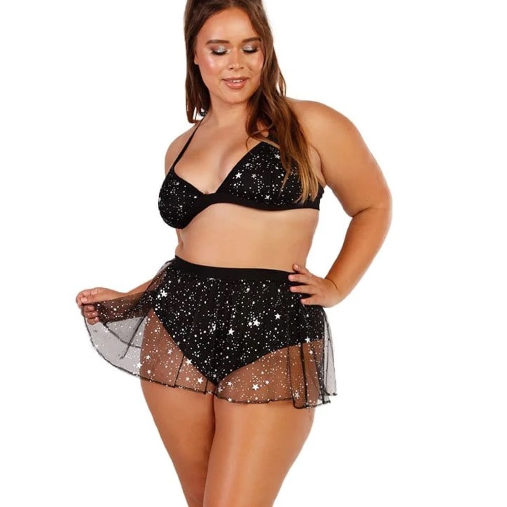 iHeartRaves Starlight Lover Mesh Mini Skirt